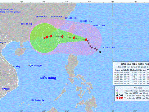 Bão KOINU có gió mạnh cấp 14, giật cấp 17