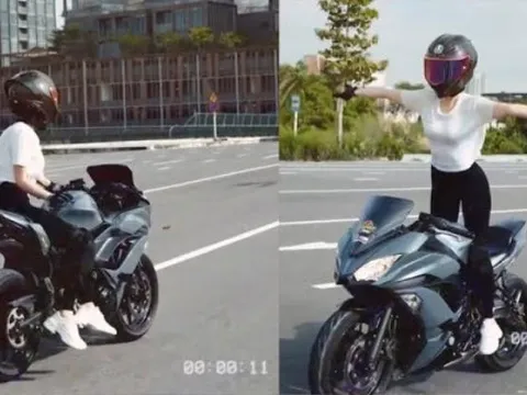 Người mẫu nổi tiếng lái mô tô thả 2 tay chưa lên làm việc, video bị gắn cảnh báo
