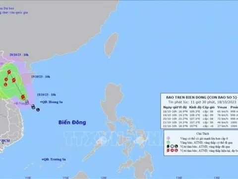 Bão số 5 cách đất liền khu vực Quảng Trị đến Thừa Thiên - Huế khoảng 200 km