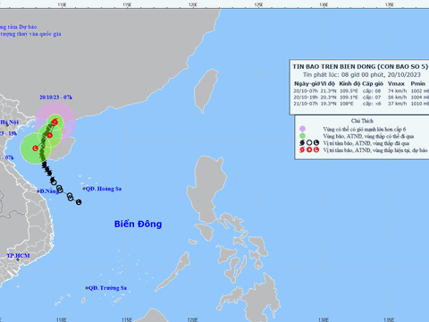 Dự báo diễn biến bão số 5 ngày 20/10