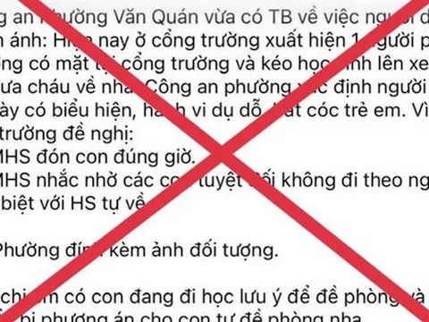 Hà Nội: Thông tin một phụ nữ có biểu hiện dụ dỗ, bắt cóc trẻ em là sai sự thật