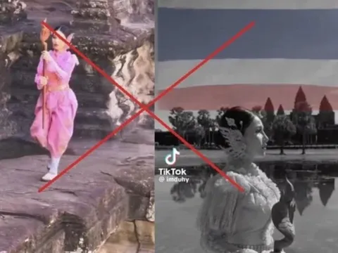 Xem xét xử lý TikToker Việt Nam ghép cờ Thái Lan vào clip Angkor Wat