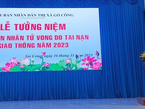 Thị xã Gò Công tổ chức lễ tưởng niệm nạn nhân tai nạn giao thông năm 2023