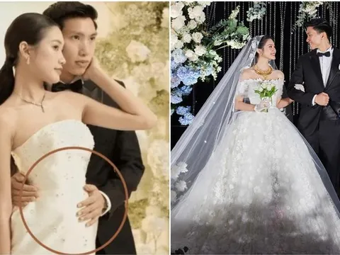 Lộ ảnh vòng 2 Doãn Hải My to bất thường, Đoàn Văn Hậu liên tục dùng tay che bụng vợ