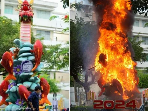 Linh vật rồng tại Nha Trang bất ngờ cháy rụi trước thềm Tết Nguyên đán