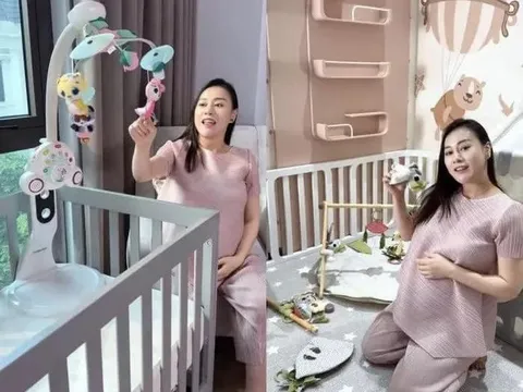 Phương Oanh khệ nệ bụng bầu chuẩn bị phòng riêng trăm triệu cho cặp song sinh