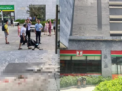 Bé trai 2 tuổi bị gạch ốp tường tòa chung cư rơi trúng đầu