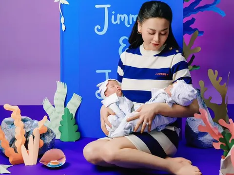 Phương Oanh khoe ảnh bồng bế hai con, vợ Công Lý để lại câu nói gây chú ý
