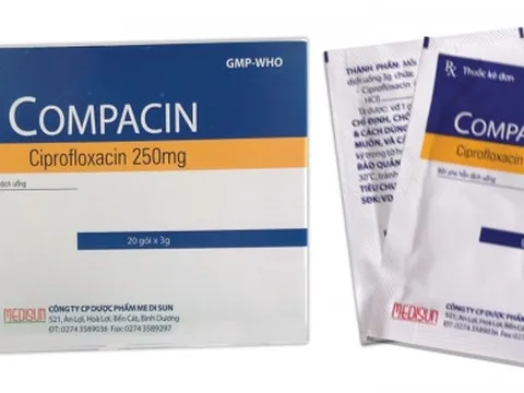 Thu hồi lô thuốc bột pha hỗn dịch uống Compacin (Ciprofloxacin 250mg)
