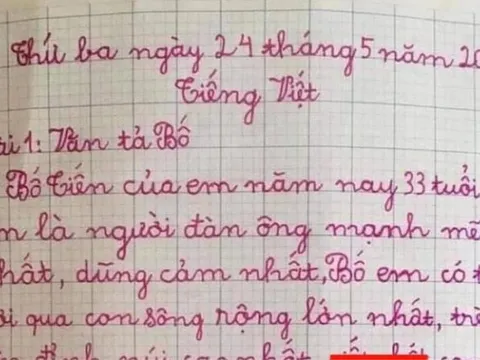 Bài văn khen bố 'mạnh mẽ và dũng cảm' nhưng đọc dòng cuối ai cũng cười ngất