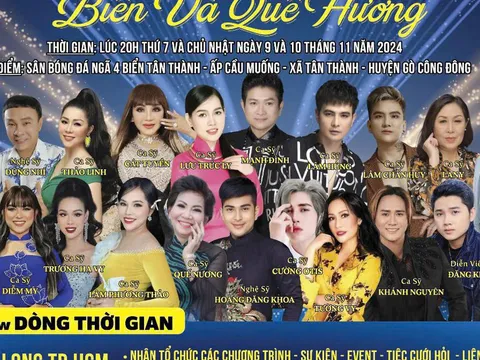 Gò Công Đông: Đêm nhạc “Biển và quê hương” có sự góp mặt của nhiều ca sĩ nổi tiếng