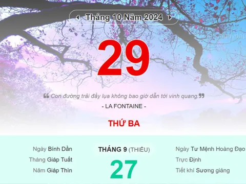 Lịch âm hôm nay (29/10/2024) là ngày tốt hay xấu?