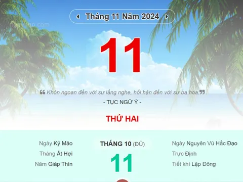 Lịch âm hôm nay 11/11/2024: Ngày cực xấu, cẩn thận chuyện xui rủi