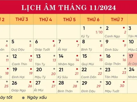 Lịch âm hôm nay 17/11/2024: Việc lớn khó thành, dễ tiêu tài tán của