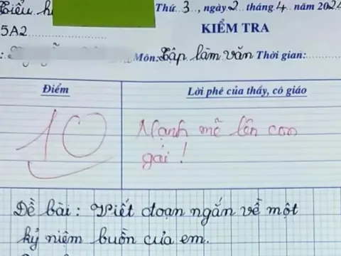 Bài văn 'mẹ đi lấy chồng' đạt điểm 10, cô giáo nghẹn ngào khi đọc nội dung