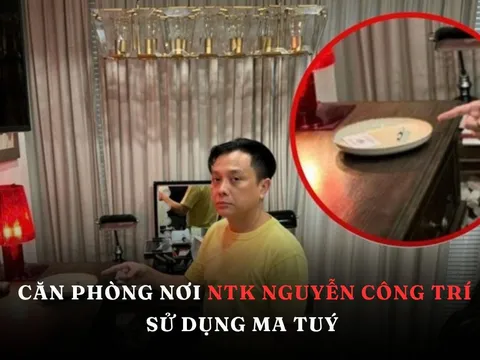 Hình ảnh căn phòng nơi NTK Nguyễn Công Trí bị bắt quả tang sử dụng ma tuý