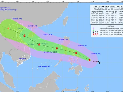 Bão Bualoi mạnh lên cấp 12, dự kiến đêm ngày 26/9 sẽ đi vào Biển Đông