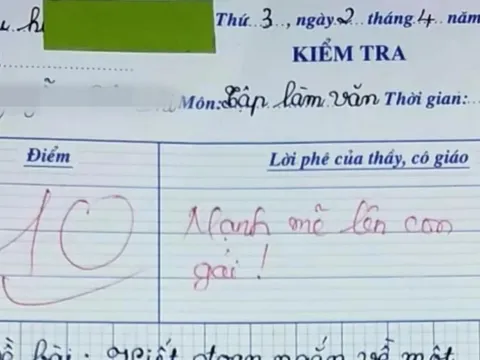 Bài văn 'mẹ đi lấy chồng' đạt điểm 10, cô giáo nghẹn ngào khi đọc nội dung