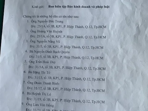Quận 12, TP.HCM: Cần ngưng việc THA vì bản án dân sự có dấu hiệu vi phạm tố tụng?
