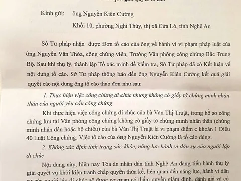  Xung quanh bản di chúc về thừa kế tài sản ở Nghệ An: Luật sư nói gì?
