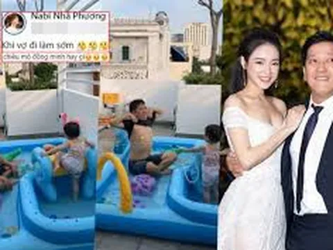 Nhã Phương khoe ảnh Trường Giang chơi đùa với con gái khi vợ đi làm sớm: 'Mười Khó' quá đáng yêu!
