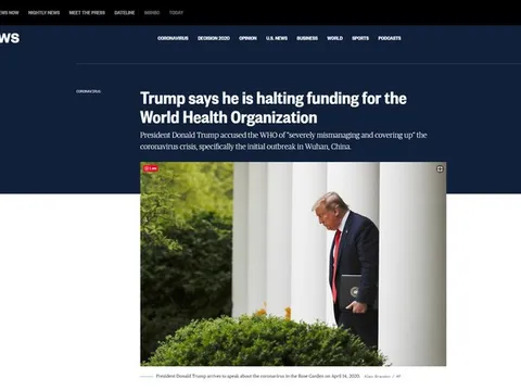 NÓNG: TT Trump tuyên bố 'sẽ ngừng tài trợ', cáo buộc WHO che giấu khủng hoảng COVID-19