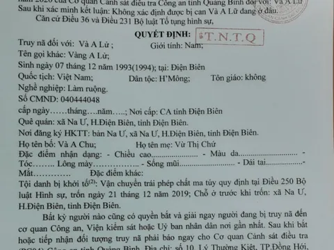 Truy nã đối tượng đặc biệt nguy hiểm vận chuyển gần 2,5 tạ ma túy đá