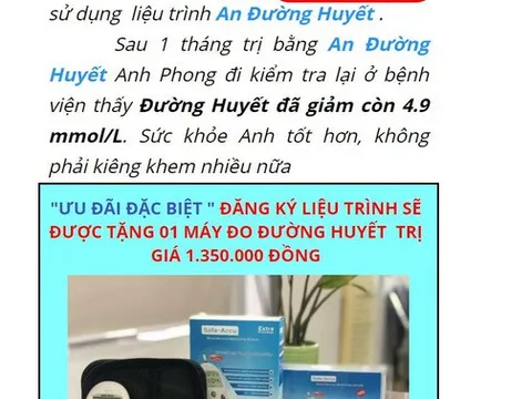 Quảng cáo sản phẩm Thực phẩm bảo vệ sức khỏe An Đường Huyết lừa dối người tiêu dùng