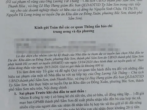 Lãnh đạo UBND TP.Sầm Sơn có đạo diễn quây thầu, thông thầu? (Kỳ 2)
