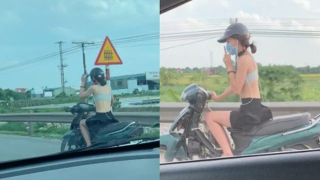 Gái xinh váy ngắn, áo mặc như không phi xe máy như bay trên đường, netizen ngán ngẩm: 'Rồi đẹp chỗ nào?'