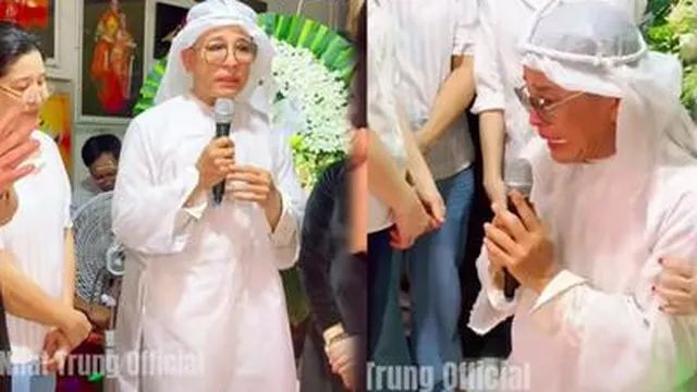 MC Thanh Bạch đội tang, quỳ gối bật khóc trước 3 em gái, biết lý do ai cũng xót xa