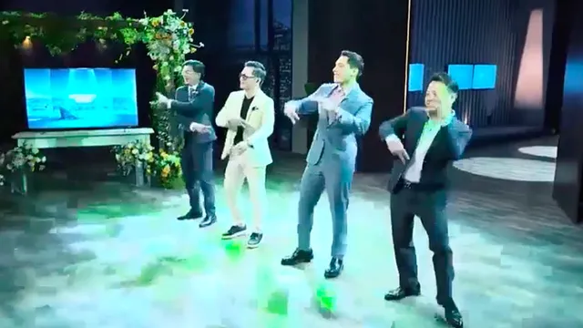 Rầm rộ clip Shark Bình cùng dàn 'cá mập' nhảy cắt đôi nỗi sầu trước mặt một mỹ nhân