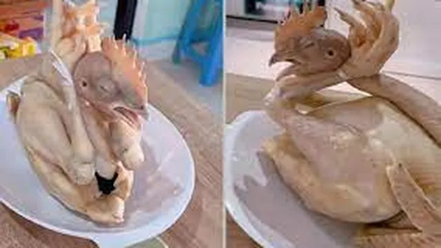 Cô gái luộc gà cúng theo kiểu cánh phượng nhưng ai cũng thấy... lạ lắm