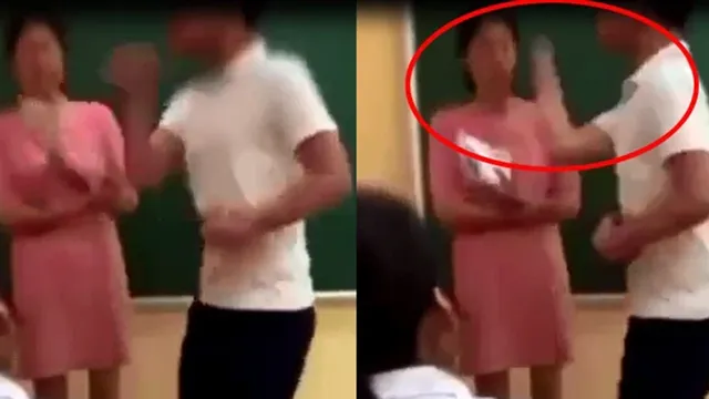 Dân mạng phẫn nộ clip nam sinh vung tay tát cô giáo ngay trong lớp học