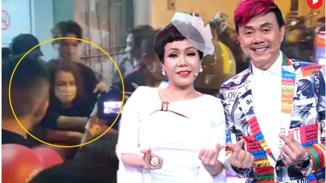 Dân mạng nghẹn ngào clip Việt Hương ngã gục không đi nổi sau khi viếng Chí Tài, bảo vệ phải dìu ra xe